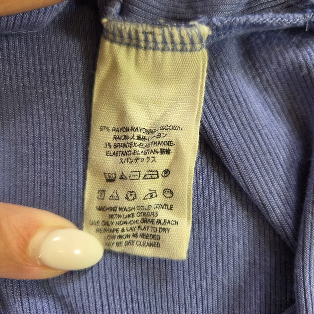 We The Free People Periwinkle Purple Ribbed Asymmetrical Tunic Top Yoga Lounge M - Picture 4 of 6